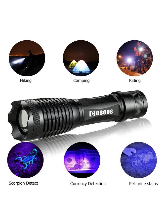 COSOOS 2 Pack Uv Flashlight Blacklight, 2 In 1 Led Tactical Flashlight & 395Nm Black Light Pet Urine Detector For Dog/Cat Urine, Dry Stains, Bed Bugs, Scorpions - Image 3