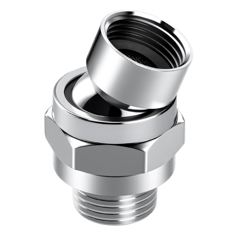 Shower Connector Ball Joint Shower Head Swivel Ball Adapter Brass Adjustable Shower Arm Extension Universal Component Polish Chrome