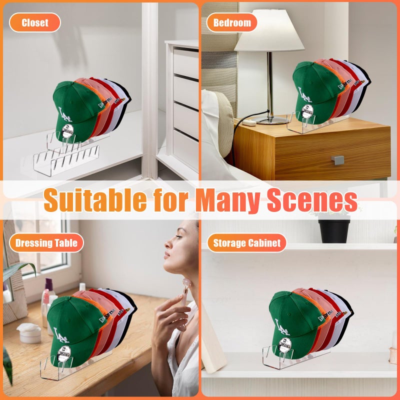 Sloworld Hat Rack Hat Organizer For Baseball Caps  4 Pack Acrylic Hat Stands For 28 Baseball Caps  Closet Hat Racks For Baseball Hat Storage Organizer For Display And Organization Ball Cap Storage Organizer - Image 5