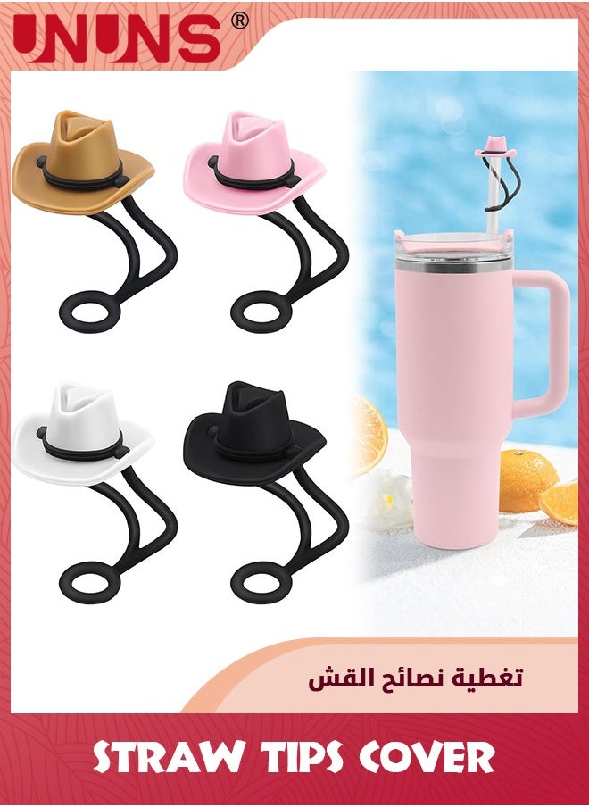 UNUNS - 4 Pack Stanley Straw Cover,Silicone Straw Toppers For Stanley Tumbler 10mm/0.4inch Straw,Funny Cowboy Hat Stanley Cup Straw Cover For Tumblers Party Decor - Image 1