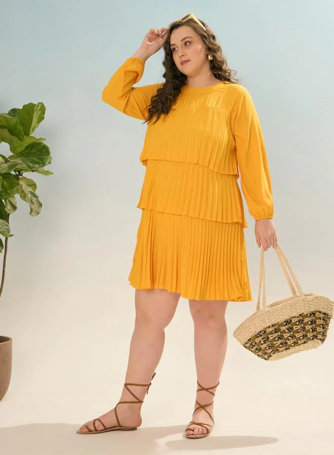SASSAFRAS Sassafras Plus Pleated Knee Length Dress