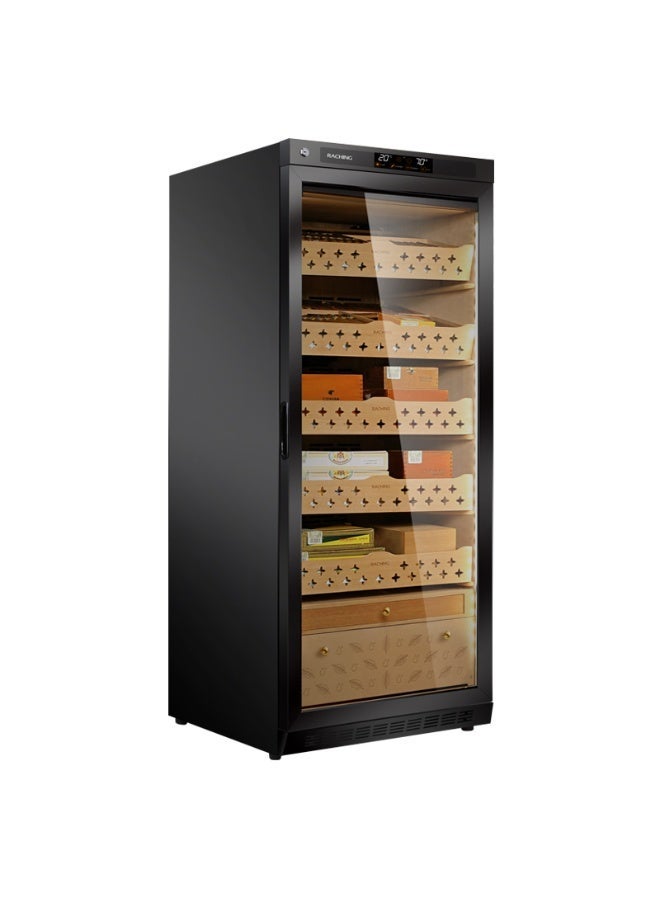 Raching Cigar Climate Control Cabinet, Raching MON1800 Cigar Humidor Cabinet with Ammonia Removal, 220L Wood Frame Cabinet for Cigar Storing&Aging - Gold/Black - Image 2