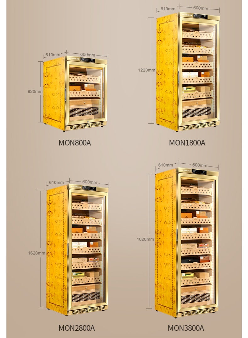 Raching Cigar Climate Control Cabinet, Raching MON1800 Cigar Humidor Cabinet with Ammonia Removal, 220L Wood Frame Cabinet for Cigar Storing&Aging - Gold/Black - Image 4