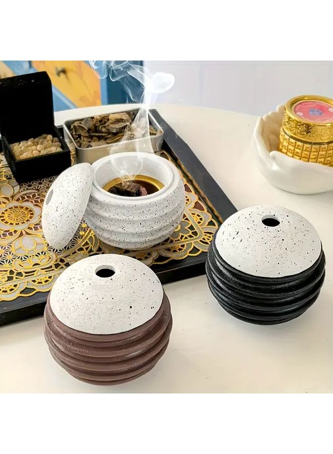 1pc Modern Honeycomb Spherical Incense Holder Black Lightweight Resin Stand Desktop Tray Portable for Meditation Home Decor Elegant Accessory - Image 1