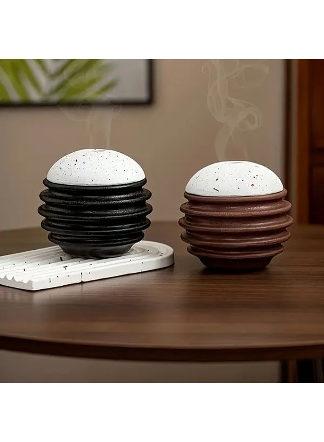 1pc Modern Honeycomb Spherical Incense Holder Black Lightweight Resin Stand Desktop Tray Portable for Meditation Home Decor Elegant Accessory - Image 5