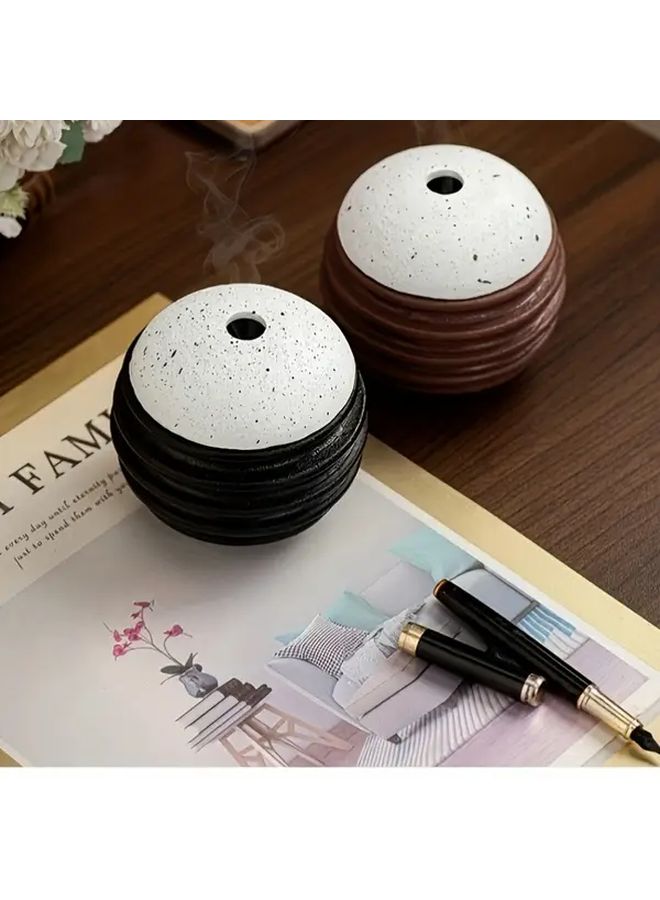 1pc Modern Honeycomb Spherical Incense Holder Black Lightweight Resin Stand Desktop Tray Portable for Meditation Home Decor Elegant Accessory - Image 3
