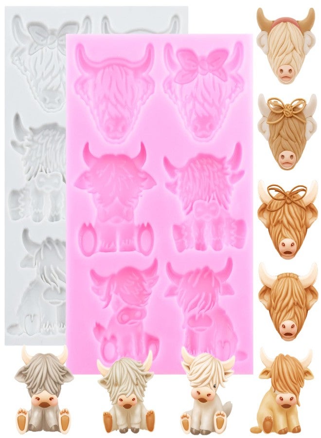 RFGHAC Highland Cow Fondant Molds Scottish Highland Cattle Silicone Mold for Cake Decorating Cupcake Topper Candy Chocolate Sugar Gum Paste Polymer Clay - Image 1