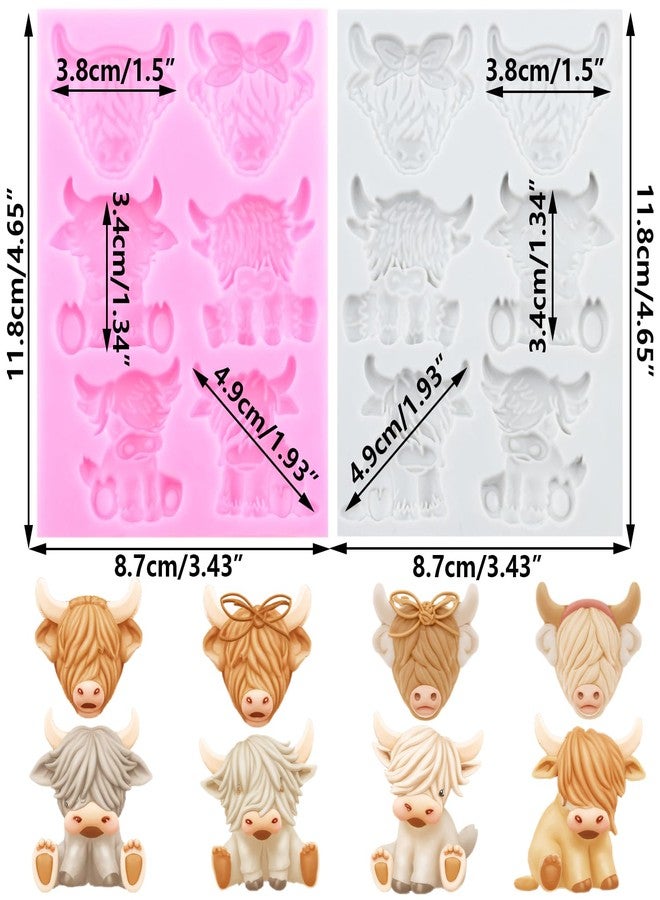RFGHAC Highland Cow Fondant Molds Scottish Highland Cattle Silicone Mold for Cake Decorating Cupcake Topper Candy Chocolate Sugar Gum Paste Polymer Clay - Image 2