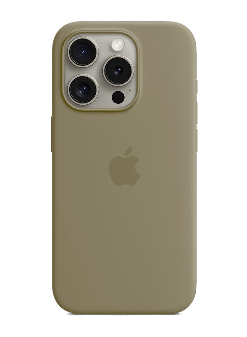 Wtech Apple iPhone 15 Pro 2023 Premium Soft Liquid Silicone Case Cover (MCRPSN) - Light Brown - Image 2