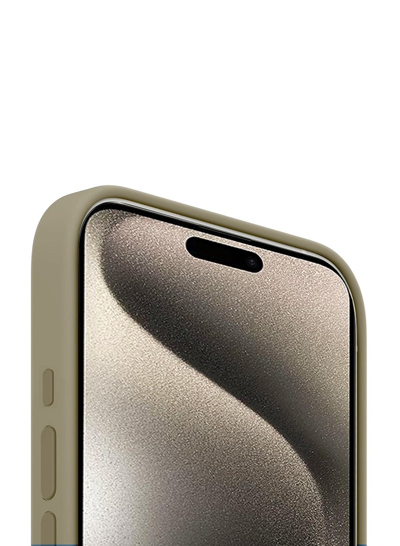 Wtech Apple iPhone 15 Pro 2023 Premium Soft Liquid Silicone Case Cover (MCRPSN) - Light Brown - Image 3