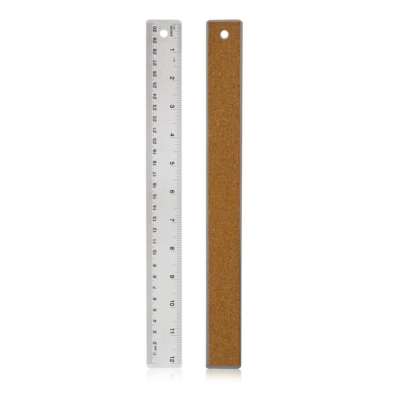 QUASINCH Stainless Steel Metal Ruler with Non-Slip Cork Back for Home Improvement, Planner Accessories, College School Supplies, Drafting Tools, Architecture Supplies, 30.5 Centimeters & 12 inches - Image 1