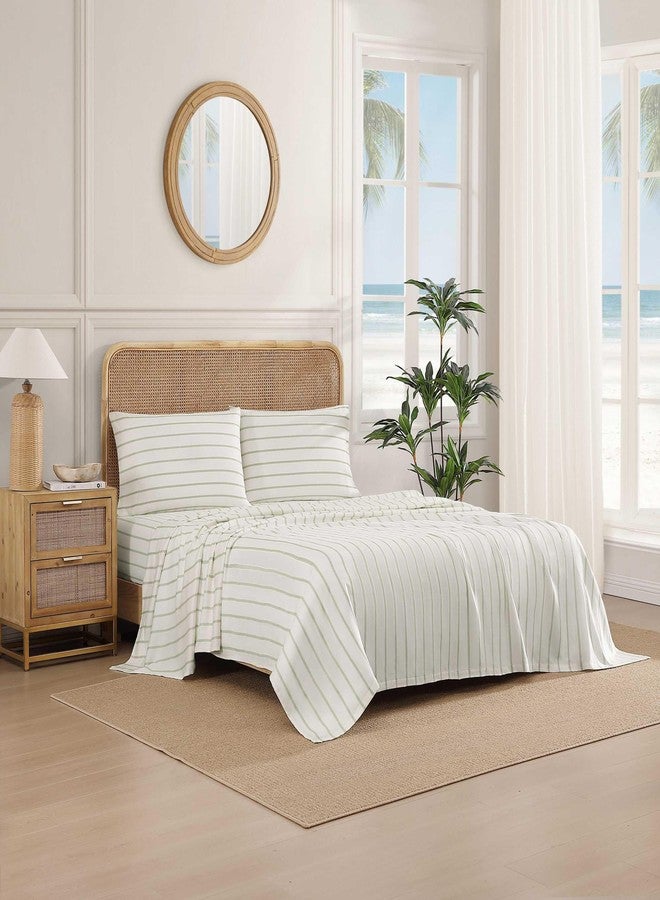 Tommy Bahama - Sheets, Luxurious Cotton Sateen Bedding with Matching Pillowcases, Smooth & Silky, Deep Pocket, Fully Elasticized (La Vida Stripe Green, Queen) - Image 2