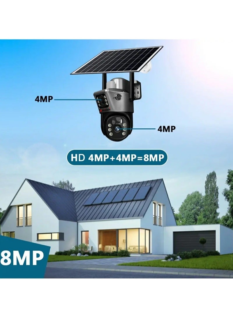 4G Dual Lens Dual Screen Battery CCTV with Motion Detection and Automatic Tracking, Surveillance Camera Wireless Solar Camera - Image 4