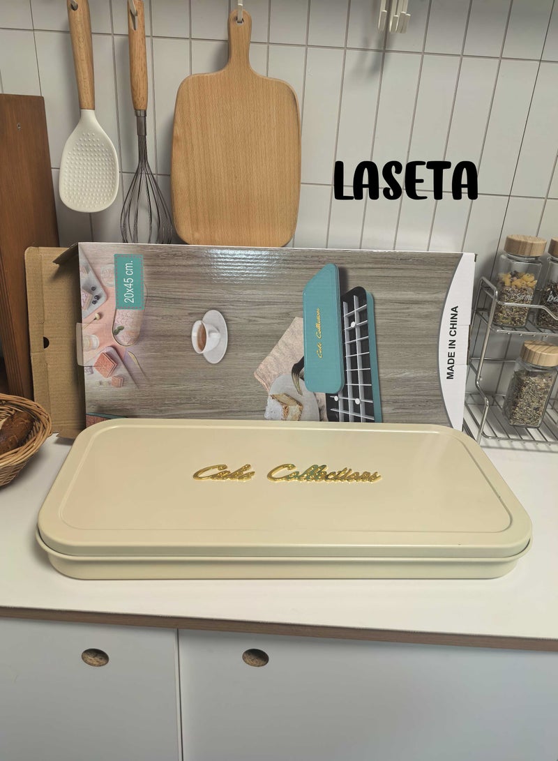 Laseta rectangle Basbousa Cutting Baking Tray with Cutter  (Beige )  - Image 3