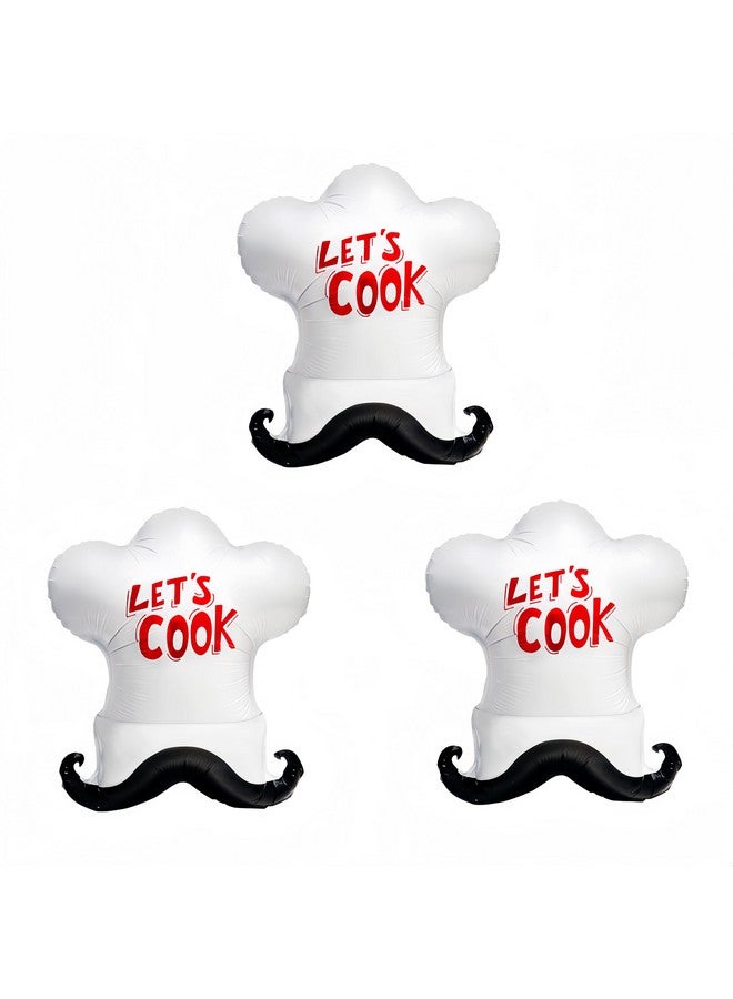 CYMYLAR 3 PCS Chef Hat Balloons/Chef Hat for Birthday Party Decorations/Hibachi Party Decorations/Soup Party Cooking Chef Cap Party Balloon/Gourmet Chef Cooking Theme Party Decoration/Kitchen Birthday Party  - Image 1