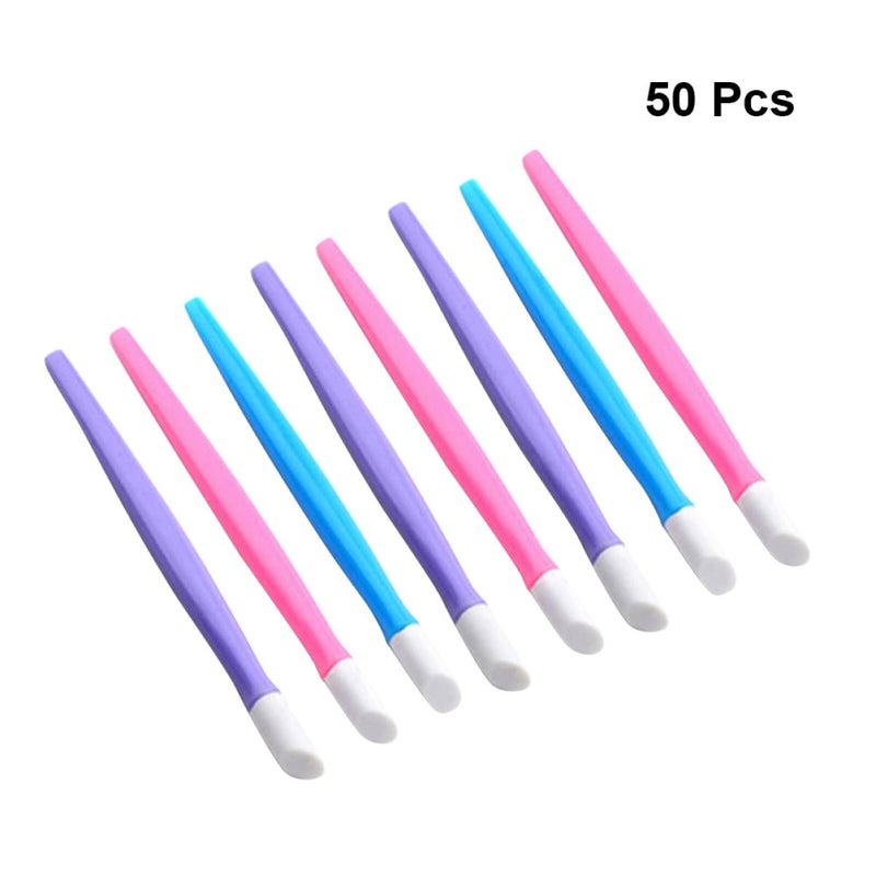 50Pcs Rubber Nail Art Press Pens Multi Function Cuticle Pusher Stick Nail Embossing Tool for Women Soft Head for Easy Handling Fine Nail Art Random Colors Included - Image 3