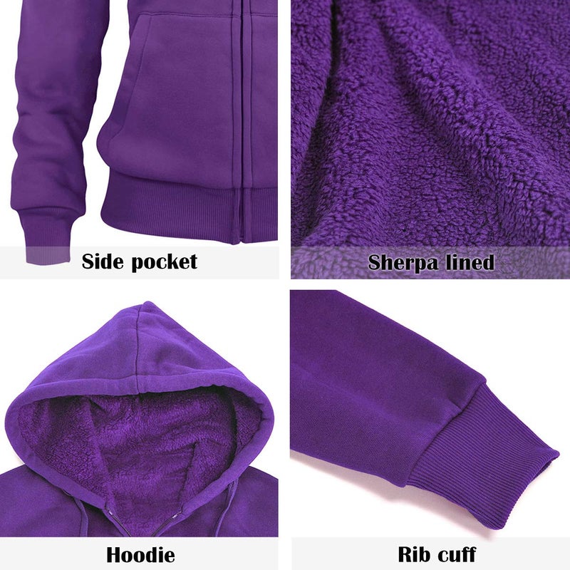 Facitisu Track Suits for Women Set Sherpa lined Casual 2 Piece Outfits Sweatsuit Purple Small - Image 5