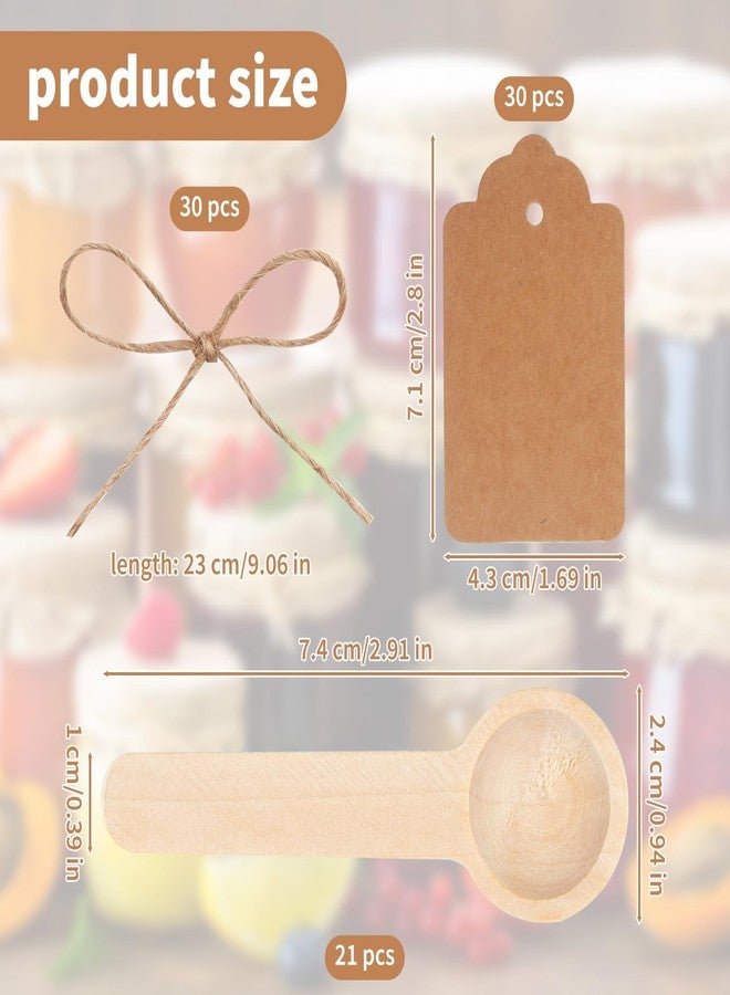 Pretwad 51 Mini Wooden Spoons Sets - Small Wooden Spoons Disposable Small Spoon for Spice, Wood Tasting Spoon with Tags and Twine, Wood Bulk Smalls Spooner for Spice Jars Condiments Honey Sugar Kitchen - Image 2