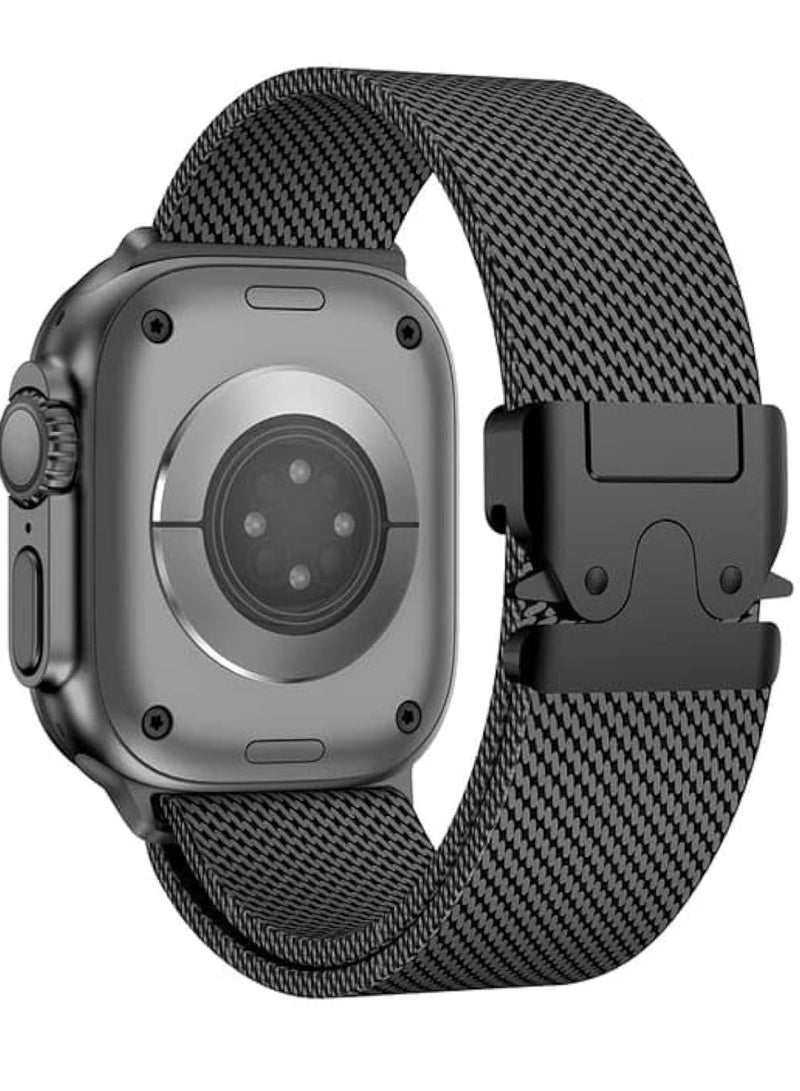 S-Color Milanese Mesh Loop Compatible with Apple Watch Band Ultra 2/Ultra 49mm 46mm 45mm 44mm Men Women, Designer Parachute-Style Metal Buckle Adjustable Strap for iWatch SE Series 10/9/8/7/6/5/4  - Image 1