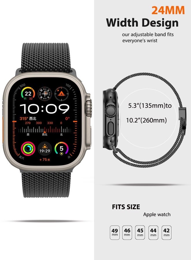S-Color Milanese Mesh Loop Compatible with Apple Watch Band Ultra 2/Ultra 49mm 46mm 45mm 44mm Men Women, Designer Parachute-Style Metal Buckle Adjustable Strap for iWatch SE Series 10/9/8/7/6/5/4  - Image 3