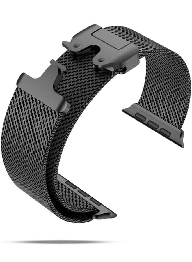 S-Color Milanese Mesh Loop Compatible with Apple Watch Band Ultra 2/Ultra 49mm 46mm 45mm 44mm Men Women, Designer Parachute-Style Metal Buckle Adjustable Strap for iWatch SE Series 10/9/8/7/6/5/4  - Image 5