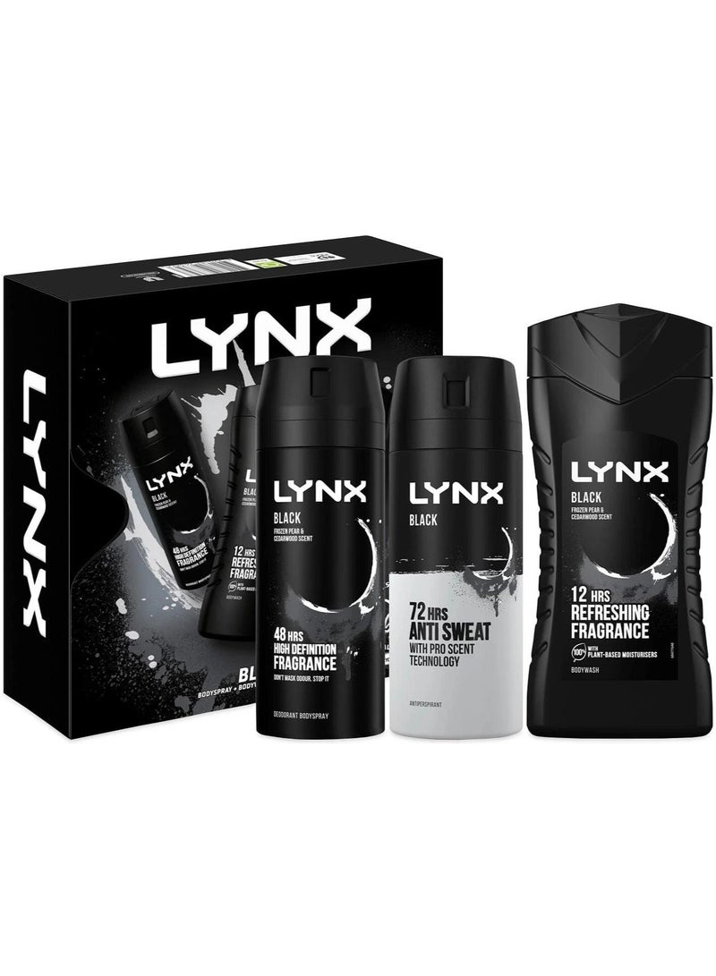 lynx مجموعة هدايا لينيكس ديو 3 قطع باللون الأسود - Image 1