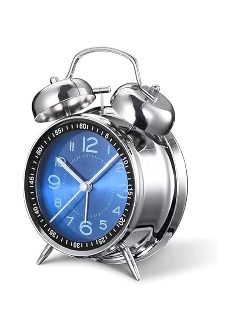 Loud Alarm Clock for Adults with Heavy Sleepers, Retro 4,Llent Without Ticking Quartz with Backlight, Alarm Clock Analog Clock Loud Alarm Clock for Heavy Sleepers (blue)