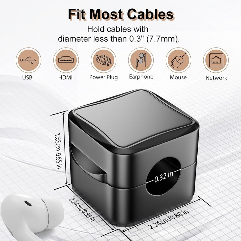 SPELLWISH Magnetic Cable Organizer Clips, Cord Holder for Cables, Desk Cable Management, Adhesive Wire Keeper for Desk in Bedroom, Living Room, Kichen, Office and Car (3pcs-Black) - Image 5