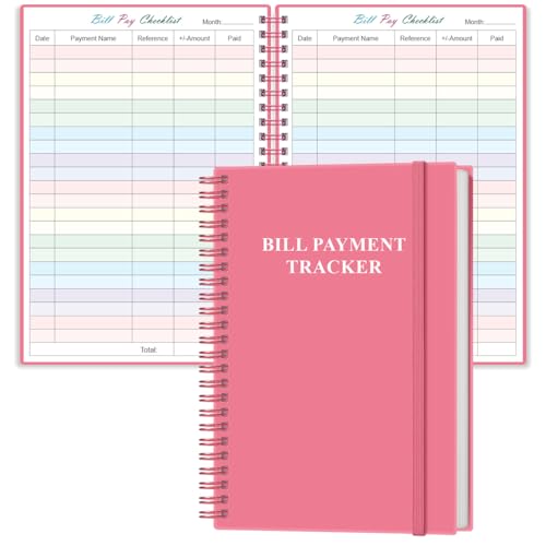 Yaridar Bill Payment Checklist Monthly Bill Organizer Planner for Personal Budgeting Financial Bill Payment Tracker Notebook 58 x 85 Pink - Image 1