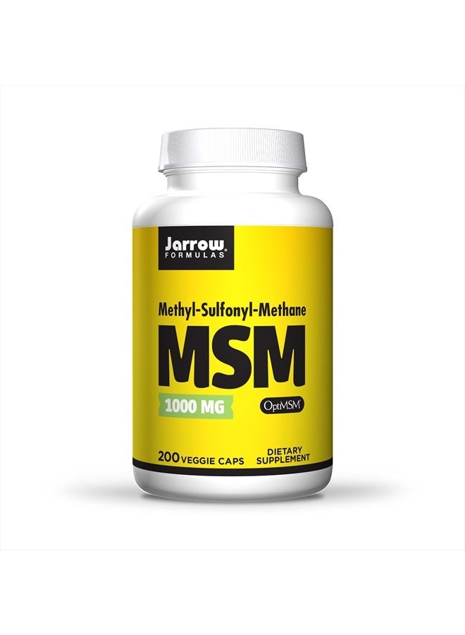 jarrow formulas MSM 1000 mg - 200 Veggie Capsules - Methylsulfonylmethane - Source of Sulfur - Dietary Supplement Supports & Strengthens Joints - Up to 200 Servings - Image 1