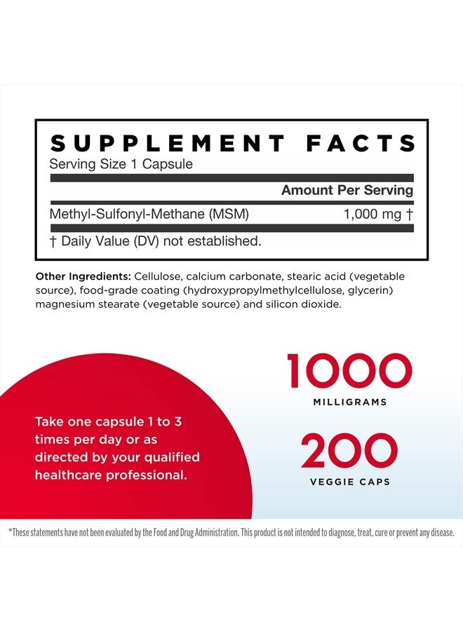 jarrow formulas MSM 1000 mg - 200 Veggie Capsules - Methylsulfonylmethane - Source of Sulfur - Dietary Supplement Supports & Strengthens Joints - Up to 200 Servings - Image 2