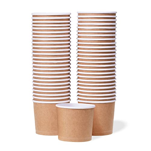 MATICAN Paper Ice Cream Cups  50Count 11Oz Disposable Dessert Bowls for Hot or Cold Food 11Ounce Party Supplies Treat Cups for Sundae Frozen Yogurt Soup Brown