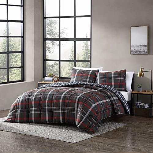 Eddie Bauer - Twin Comforter Set, Reversible Plaid Bedding with Matching Sham, Cozy Home Decor for Colder Months, Oeko-Tex Certified (Willow Plaid Grey, Twin) - Image 2