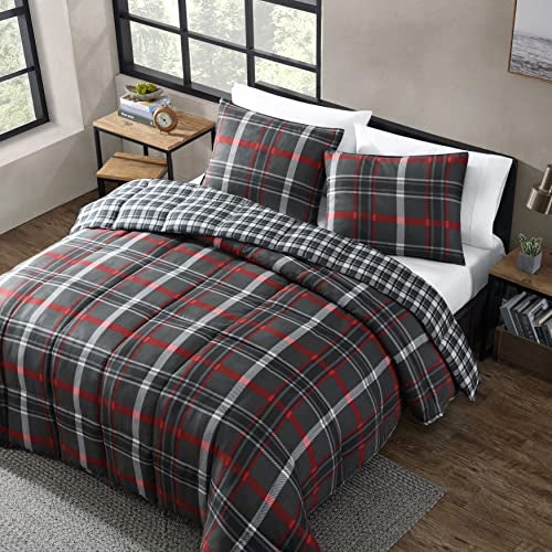Eddie Bauer - Twin Comforter Set, Reversible Plaid Bedding with Matching Sham, Cozy Home Decor for Colder Months, Oeko-Tex Certified (Willow Plaid Grey, Twin) - Image 3
