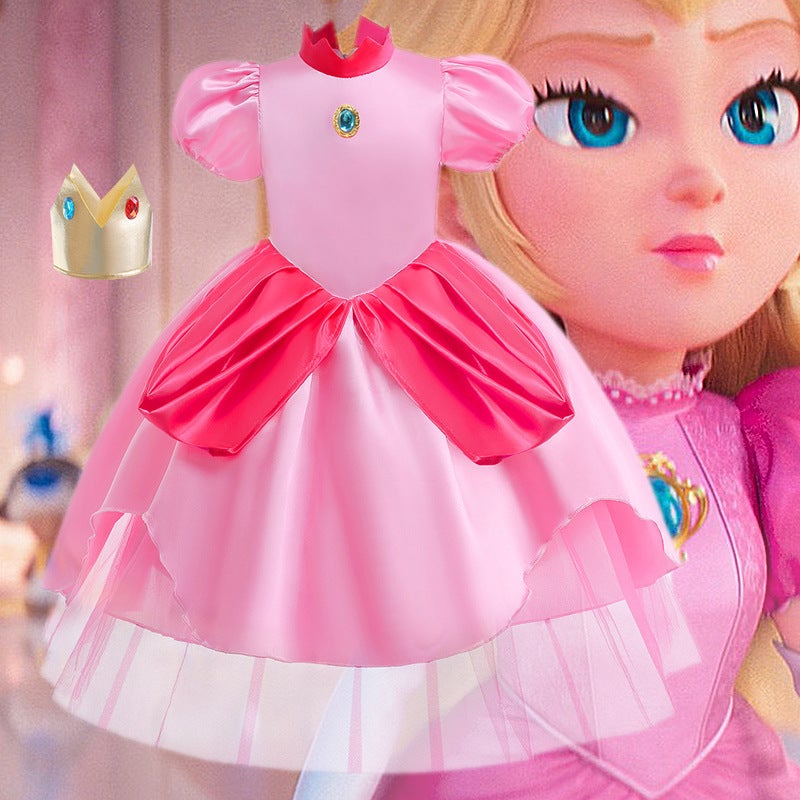 Children'S Peach Princess Super Mario Mario Game Suit Christmas Pink Princess Peach Dress - Image 2