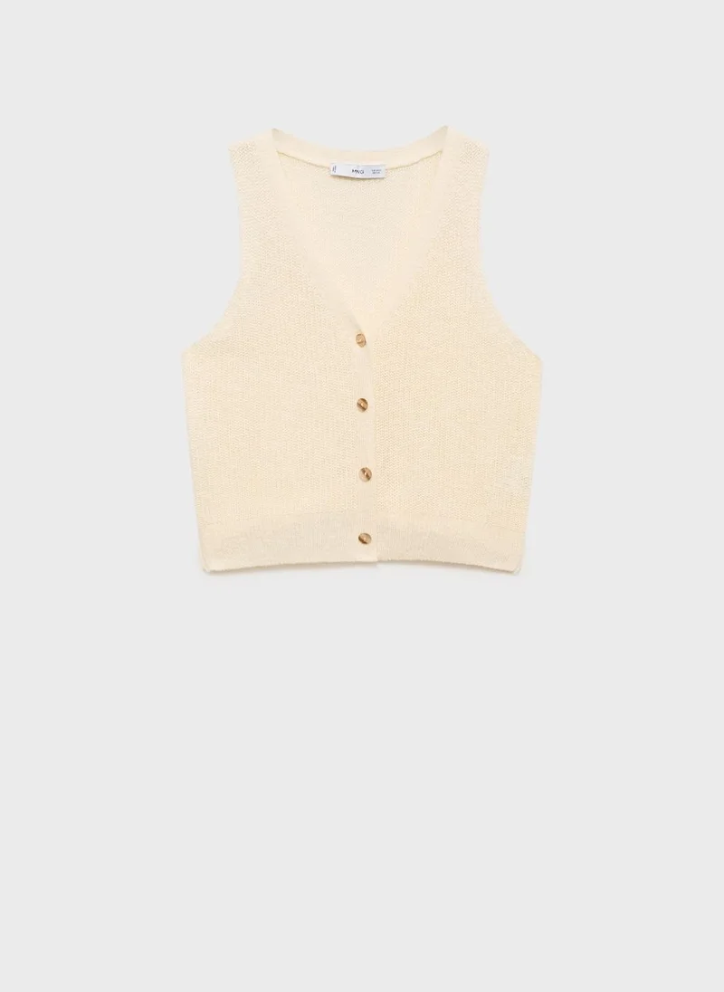 MANGO Chunky-Knit Waistcoat With Buttons