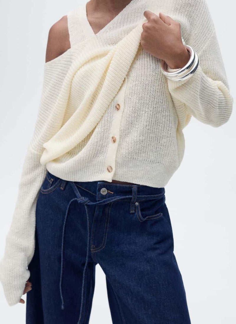 MANGO Chunky-Knit Waistcoat With Buttons  - Image 3