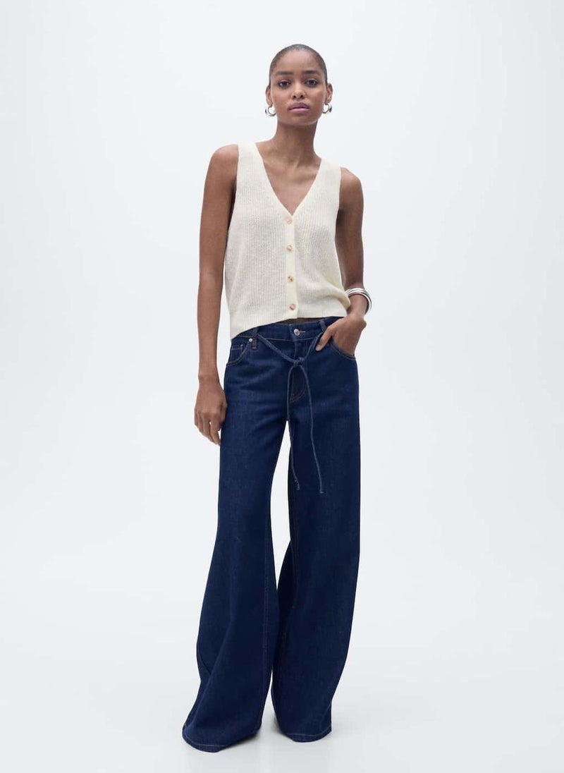 MANGO Chunky-Knit Waistcoat With Buttons  - Image 5