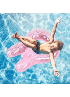 NIBEMINENT Sequin Pink Rabbit Swimming Tube Ring Floating Circles Cute Shape for Girl Baby Children70cm  - Image 5