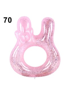 NIBEMINENT Sequin Pink Rabbit Swimming Tube Ring Floating Circles Cute Shape for Girl Baby Children70cm  - Image 1