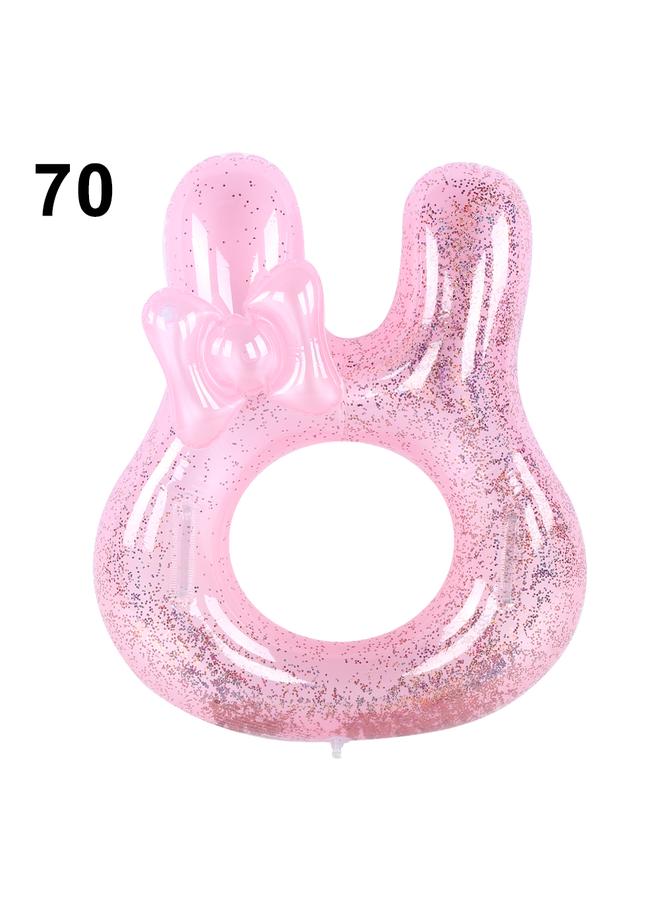 Sequin Pink Rabbit Swimming Tube Ring Floating Circles Cute Shape for Girl Baby Children70cm