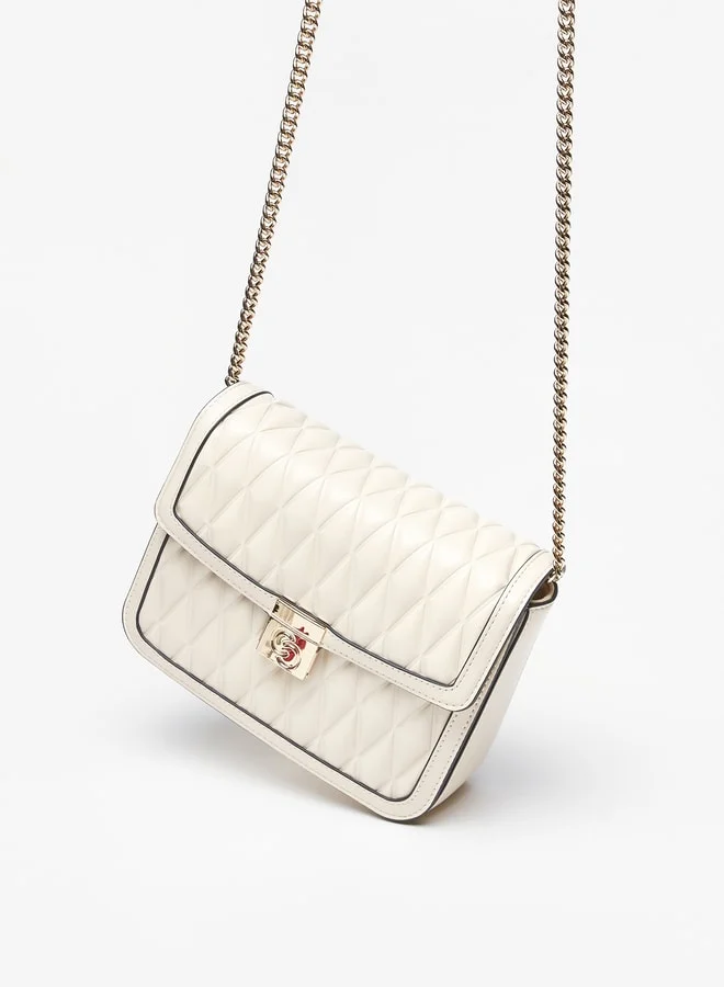 سيليست Women's Embossed Crossbody Bag with Chain Strap and Magnetic Closure