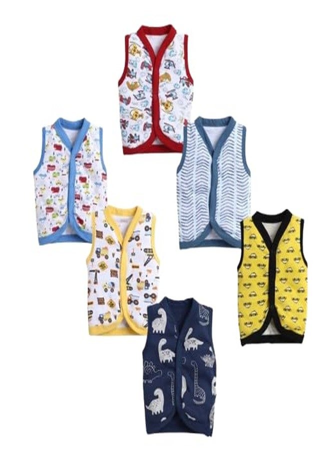 Navy Zone Baby Sando/Baniyan for Boys and Girls | Multicolours (6-12 Months, Pack of 6)