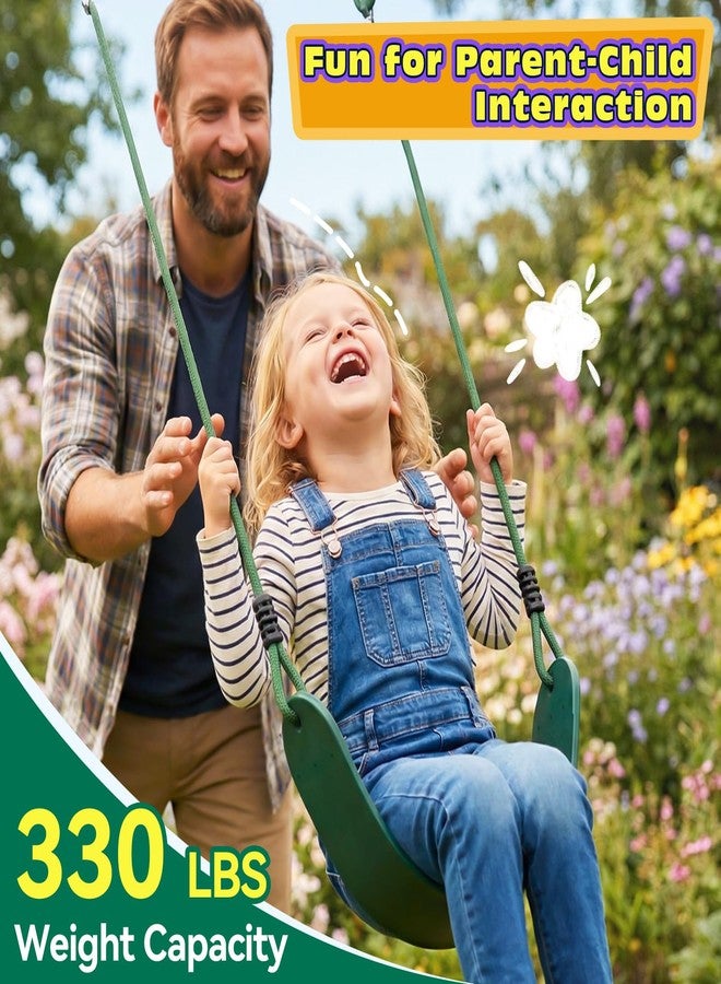 HeyZoo Heavy Duty Kids Swing Seat with 79" Adjustable Rope, 330 lbs Capacity Swing Set Accessories Replacement with 2 Carabiners and 2 Extra Hanging Straps, Outdoor Playground Gifts, Green 1 Pack - Image 2
