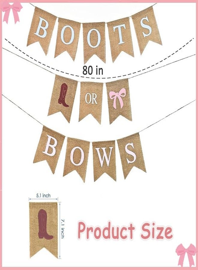 JRLCTECH Boot or Bows Gender Reveal Banner, Boy or Girl Burlap Banner Gender Reveal Decorations, Baby Shower Party Decorations, Boots Or Bows Party Decoration Sign - Image 3