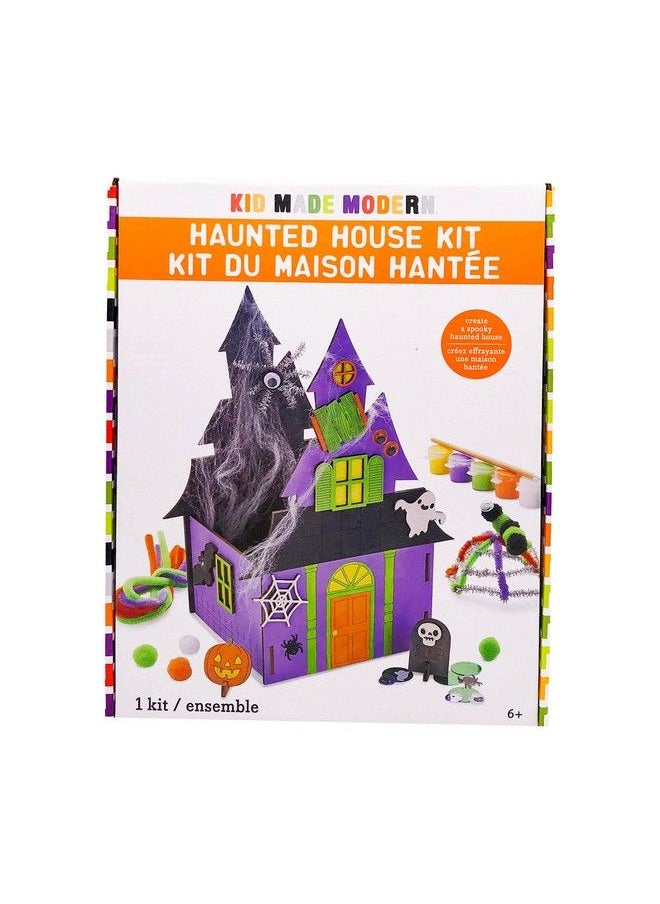 Kid Made Modern - Haunted House Kit Spooky Halloween Craft For Kids 100+ Pieces Haunted House Craft Kit For Kids Ages 6 7 8 9 10 11 Includes House Pieces Spider Webs Paints Googly Eyes And More - Image 1