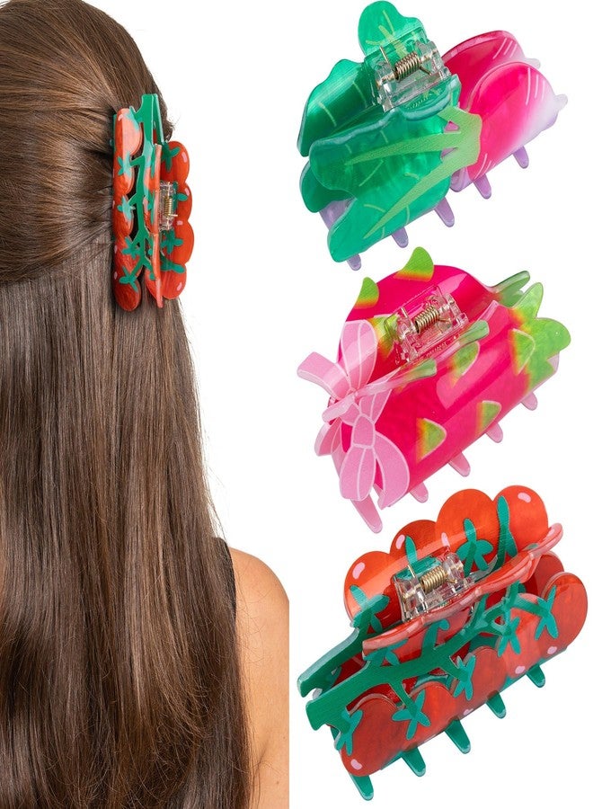 Framendino, 3 Pack Fruit Tomato Radish Pitaya Hair Clips Vegetable Claw for Women - Image 1