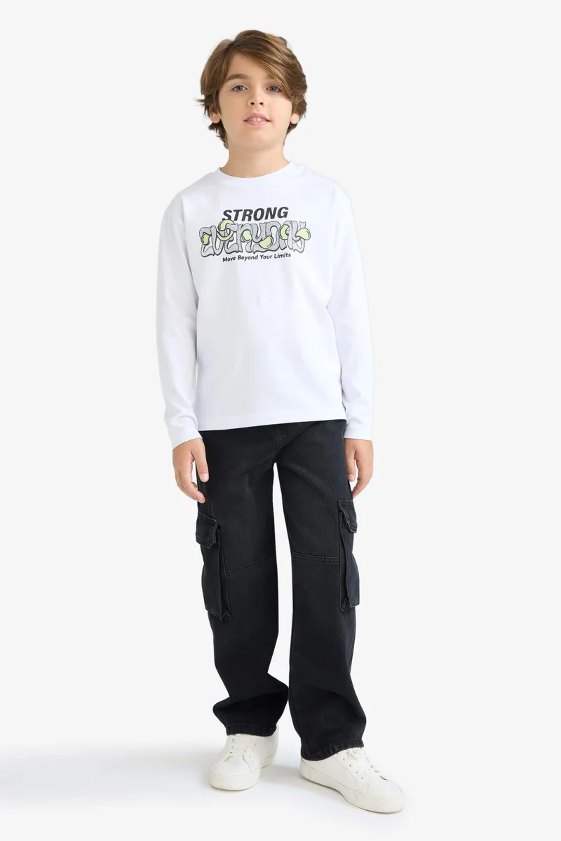 Defacto Boy Crew Neck Printed Long Sleeve T-Shirt