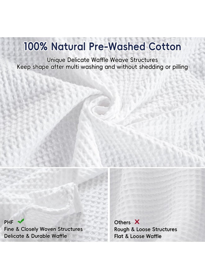 PHF PHF 100% Cotton Waffle Weave Blanket Queen Size 90"x90"-Lightweight Washed Soft Breathable Blanket for All Season - Perfect Blanket Layer for Couch Bed Sofa-Elegant Home Decoration-White  - Image 3