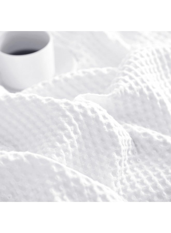 PHF PHF 100% Cotton Waffle Weave Blanket Queen Size 90"x90"-Lightweight Washed Soft Breathable Blanket for All Season - Perfect Blanket Layer for Couch Bed Sofa-Elegant Home Decoration-White  - Image 4